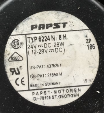 TYP 6224N/8H 24V 26W PAPST 5 17CM