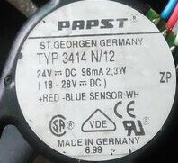 TYP 3414N/12 24V 96MA 2.3W EBMPAPST 9CM